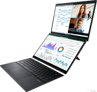 ASUS Zenbook Duo/ UX8406CA-PZ079W/ U9-285H/ 14 3K (2880 x 1800) OLED 16:10 400nits 120HZ Touch/ UMA/ 32GB/ 2TB/ W11H/ noODD/ Basalt Gray ноутбук 90NB14X1-M00330