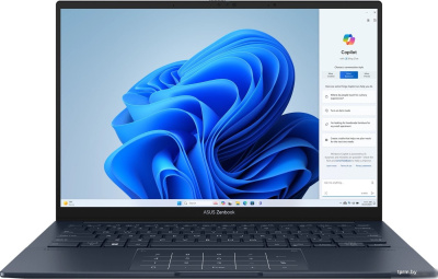 Ноутбук Asus Zenbook 14 OLED UX3405MA-QD992 Core Ultra 9 185H 16Gb SSD512Gb Intel Arc 14" OLED FHD+ (1920x1200) noOS blue WiFi BT Cam Bag (90NB11R1-M01SU0)